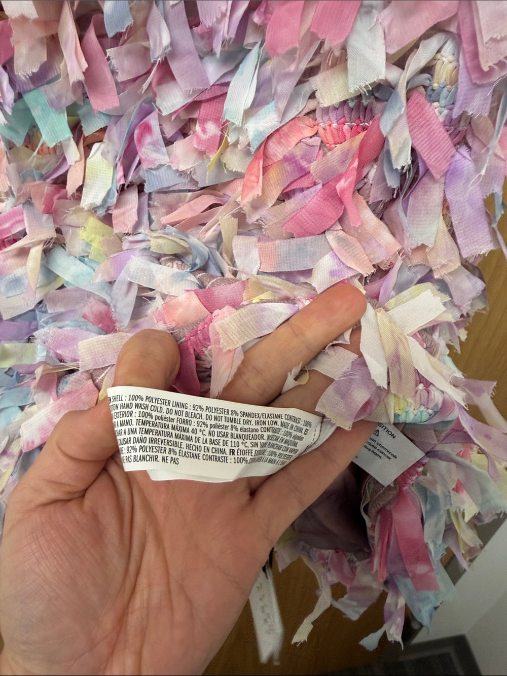 English Factory Pastel Multi-Color Textured Shredded Party Barbiecore Mini Skirt - Picture 3 of 9